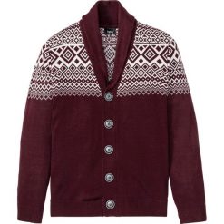 Sweter rozpinany w norweski wzór bonprix czerwony klonowy. Czerwone swetry męskie bonprix, s, bez wzorów. Za 64,99 zł.