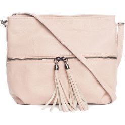 Torebki klasyczne damskie: Skórzana torebka w kolorze jasnoróżowym – 36 x 23 x 10 cm
