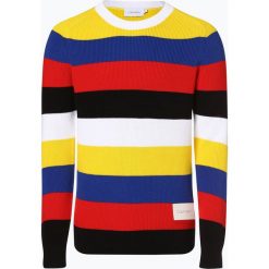 Calvin Klein - Sweter męski, biały. Białe swetry męskie Calvin Klein, xl, w paski, z bawełny, bez kołnierzyka, bez kaptura. Za 579,95 zł.