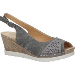 Szare sandały na koturnie peep toe z odkrytymi palcami i piętą ze skórzaną wkładką casu w18x4/dg. Szare koturny damskie Casu, bez wzorów, ze skóry ekologicznej, z otwartym noskiem, bez obcasa, na koturnie, bez zapięcia. W wyprzedaży za 49,99 zł.