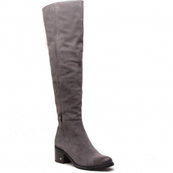 Muszkieterki NESSI - 18452 Szary W2. Czarne buty zimowe damskie marki Nessi, z materiału, na obcasie. Za 449,00 zł.