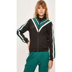 Guess Jeans - Bluza. Czarne bluzy damskie Guess Jeans, s, z aplikacjami, z elastanu, bez rękawów, bez kaptura. Za 399,90 zł.