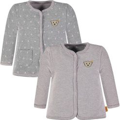 Dwustronna bluza w kolorze szarym. Szare bluzy dziewczęce Steiff, z aplikacjami. W wyprzedaży za 99,95 zł.