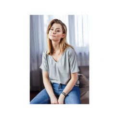 T-shirt Basic Gray. Szare t-shirty damskie Hello rabbit, bez wzorów, z bawełny, z dekoltem na plecach. Za 129,00 zł.