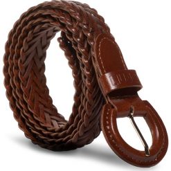 Pasek Damski LIU JO - Cintura Pelle Intrec FA0391 P0300 Cuoio 00320. Pomarańczowe paski damskie Liu Jo, w paski, ze skóry. W wyprzedaży za 279,00 zł.
