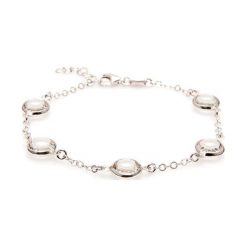 Bransoletki damskie: Srebrna bransoletka z kryształami Swarovski