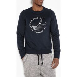 Bluza z okrągłym dekoltem i nadrukiem. Czarne bluzy męskie rozpinane marki La Redoute Collections, l, z nadrukiem, z bawełny, z długim rękawem, długie. Za 102,86 zł.
