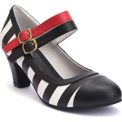Buty ślubne damskie: Czółenka "Ava" w kolorze czarno-biało-czerwonym