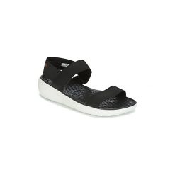 Sandały Crocs LITERIDE SANDAL W. Czarne klapki damskie Crocs, bez wzorów, bez obcasa, bez zapięcia. W wyprzedaży za 139,30 zł.