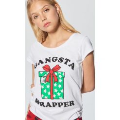Koszulka świąteczna - Biały. Białe t-shirty damskie Cropp, l. Za 39,99 zł.