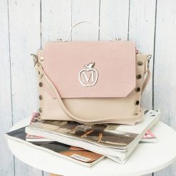 Mini kuferek listonoszka z ćwiekami RÓŻOWA. Czerwone kuferki damskie Pakamera, z materiału, na ramię. Za 77,00 zł.