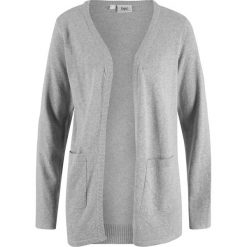 Sweter bez zapięcia oversize, z bawełny z recyclingu bonprix jasnoszary melanż. Szare swetry damskie bonprix, bez wzorów, z bawełny, bez rękawów, bez kaptura. Za 32,99 zł.