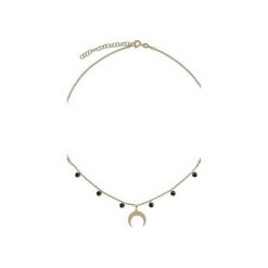 Srebrny pozłacany naszyjnik choker księżyc z czarnymi cyrkoniami. Żółte naszyjniki damskie marki Atdiament, z cyrkonią, srebrne. Za 109,00 zł.