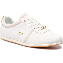 Półbuty LACOSTE - Rey Sport 119 2 Cfa 7-37CFA004006B Wht/Gld. Białe półbuty damskie marki Lacoste, na co dzień, bez wzorów, z zamszu, sportowe, bez obcasa, na płaskiej podeszwie, bez zapięcia. Za 499,99 zł.