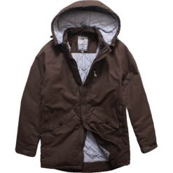 Kurtka męska jesienna parka brązowa Recea. Pomarańczowe kurtki męskie Recea, na wiosnę, s, bez wzorów, z bawełny, bez kaptura. W wyprzedaży za 99,99 zł.
