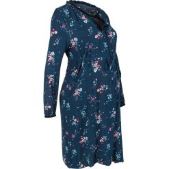 Sukienka ciążowa i do karmienia bonprix ciemnoniebieski w kwiaty. Niebieskie sukienki damskie bonprix, w kwiaty, bez kołnierzyka, moda ciążowa, bez rękawów. Za 54,99 zł.