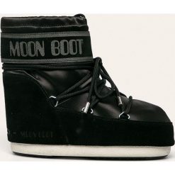 Moon Boot - Śniegowce. Czarne śniegowce damskie Moon Boot, ze skóry, na sznurówki. Za 1229,00 zł.