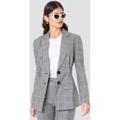 Marynarki i żakiety damskie: NA-KD Classic Marynarka w kratę z zebraną talią - Multicolor