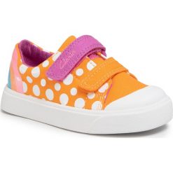 Trampki CLARKS - City Bright T 261490816 Orange Combi. Pomarańczowe trampki dziewczęce Clarks, bez wzorów, z gumy, na rzepy. W wyprzedaży za 119,00 zł.