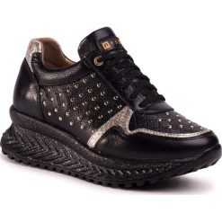 Sneakersy NESSI - 20680 Czarny/Złoto. Czarne półbuty damskie Nessi, ze skóry. W wyprzedaży za 319,00 zł.
