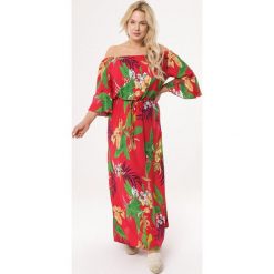Czerwona Sukienka Linger. Czerwone sukienki damskie Born2be, xl, bez wzorów, bez kołnierzyka, bez rękawów, maxi, rozkloszowane. Za 59,99 zł.