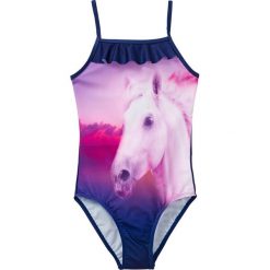 Kostium kąpielowy dziewczęcy bonprix niebieski z nadrukiem. Niebieskie stroje kąpielowe dziewczęce bonprix, z nadrukiem, z elastanu. Za 49,99 zł.