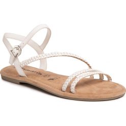 Sandały TAMARIS - 1-28113-24 White Wooven 114. Białe klapki damskie Tamaris, bez wzorów, ze skóry, bez obcasa, na obcasie. Za 169,00 zł.