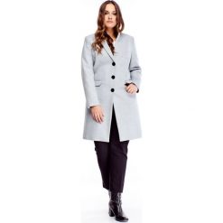 Jednorzędowy płaszcz z dodatkiem wełny szary. Szare płaszcze damskie Tagless, plus size, bez wzorów, z wełny, plus size. Za 337,00 zł.