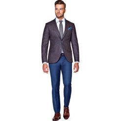 Marynarka Brązowa w Kratę Vavey. Pomarańczowe marynarki męskie marki LANCERTO, m, z jedwabiu, eleganckie. W wyprzedaży za 399,90 zł.
