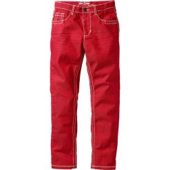 Spodnie Slim Fit z zagnieceniami bonprix ciemnoczerwony. Czerwone spodnie chłopięce marki bonprix. Za 44,99 zł.