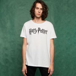 Męski t-shirt Harry Potter - Biały. Białe t-shirty męskie marki Sinsay, l. W wyprzedaży za 29,99 zł.