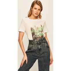 Tally Weijl - T-shirt. Białe bluzki damskie TALLY WEIJL, s, z nadrukiem, z bawełny, casualowe, z okrągłym kołnierzem, z krótkim rękawem. Za 49,90 zł.