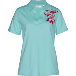 Shirt polo bonprix morski pastelowy - magenta z nadrukiem. Niebieskie koszulki damskie bonprix, z nadrukiem, polo, bez rękawów. Za 37,99 zł.