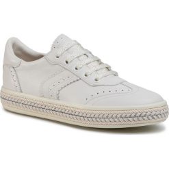 Espadryle GEOX - D Leelu'B D02FFB 000TU C1000 White. Białe espadryle damskie Geox, bez wzorów, ze skóry, bez obcasa. W wyprzedaży za 359,00 zł.