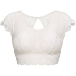 Biustonosz bustier bonprix ecru. Białe biustonosze bonprix, w koronkowe wzory, z koronki. Za 59,99 zł.