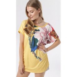 Żółta Bluzka Ginelia. Żółte bluzki damskie Born2be, xl, bez wzorów, bez kołnierzyka, bez rękawów. W wyprzedaży za 39,99 zł.