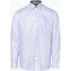 Ted Baker - Męska koszula z dodatkiem lnu – Emuu, niebieski. Niebieskie koszule męskie Ted Baker, xxl, bez wzorów, z bawełny, eleganckie, bez kołnierzyka, bez rękawów. Za 489,95 zł.