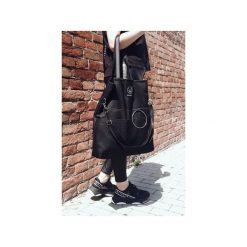 Czarna torba City Noise Black XL. Czarne torebki klasyczne damskie Monest, w paski, z bawełny, klasyczne, na ramię, duże, bez dodatków. Za 249,00 zł.