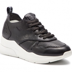 Sneakersy LIU JO - Karlie 14 B19009 P0102 Black 22222. Czarne półbuty damskie marki Liu Jo, na co dzień, bez wzorów, ze skóry, klasyczne, bez obcasa, na obcasie, bez zapięcia. Za 799,00 zł.