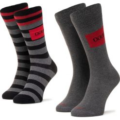 Zestaw 2 par wysokich skarpet unisex HUGO - 2P Stripe Cc 50426104 031. Szare skarpetki damskie HUGO, bez wzorów, z elastanu. Za 59,00 zł.