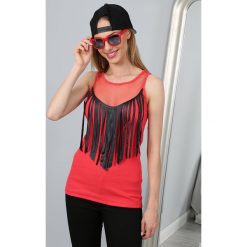 Top Czerwony 2947. Czerwone bluzki damskie Fasardi, bez wzorów, bez kołnierzyka. Za 19,00 zł.