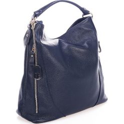 Torebki klasyczne damskie: Skórzana torebka w kolorze granatowym – 40 x 28 x 15 cm