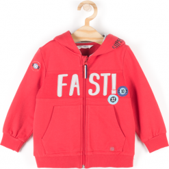Bluza. Czerwone bluzy chłopięce marki FAST, z aplikacjami, z bawełny, z długim rękawem, długie, z kapturem. Za 54,90 zł.