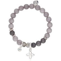 By Dziubeka - Bransoletka. Szare bransoletki damskie By Dziubeka, z materiału, z cyrkonią, z mosiądzu. W wyprzedaży za 49,90 zł.