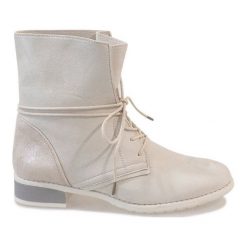 Brązowe Beżowe zamszowe botki 16006-53. Pomarańczowe botki damskie ButyModne, z zamszu, eleganckie, na wysokim obcasie, bez zapięcia. Za 119,00 zł.