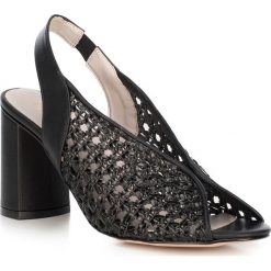 Buty damskie. Czarne czółenka damskie Wittchen, bez wzorów, ze skóry, bez obcasa, na słupku. W wyprzedaży za 299,90 zł.