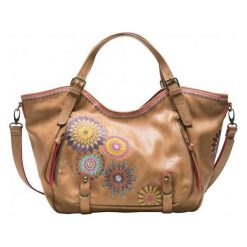 Desigual Torebka Damska Amelie Rotterdam, Brązowa. Brązowe torebki klasyczne damskie Desigual, z haftami, z haftem. Za 350,00 zł.