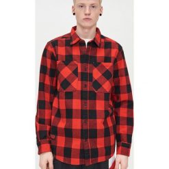 Koszula w kratę oversize - Czerwony. Czerwone koszule męskie Cropp, s, bez wzorów, bez kołnierzyka, bez rękawów. Za 79,99 zł.