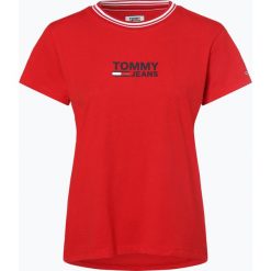 Tommy Jeans - T-shirt damski, czerwony. Czerwone t-shirty damskie Tommy Jeans, l, w paski, z jeansu, retro, bez kołnierzyka. Za 179,95 zł.