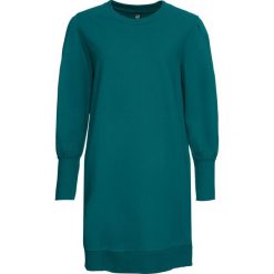 Sukienka dresowa bonprix niebieskozielony morski. Niebieskie sukienki damskie bonprix, bez wzorów, z dresówki, bez kołnierzyka, bez rękawów. Za 32,99 zł.